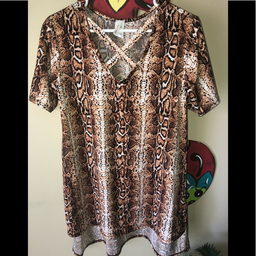 Snakeskin Print CrissCross Top
